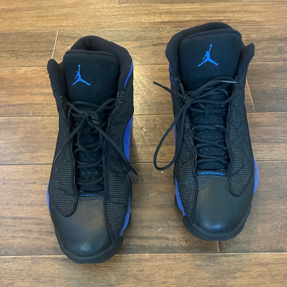 Jordan 12 black and blue hood condition